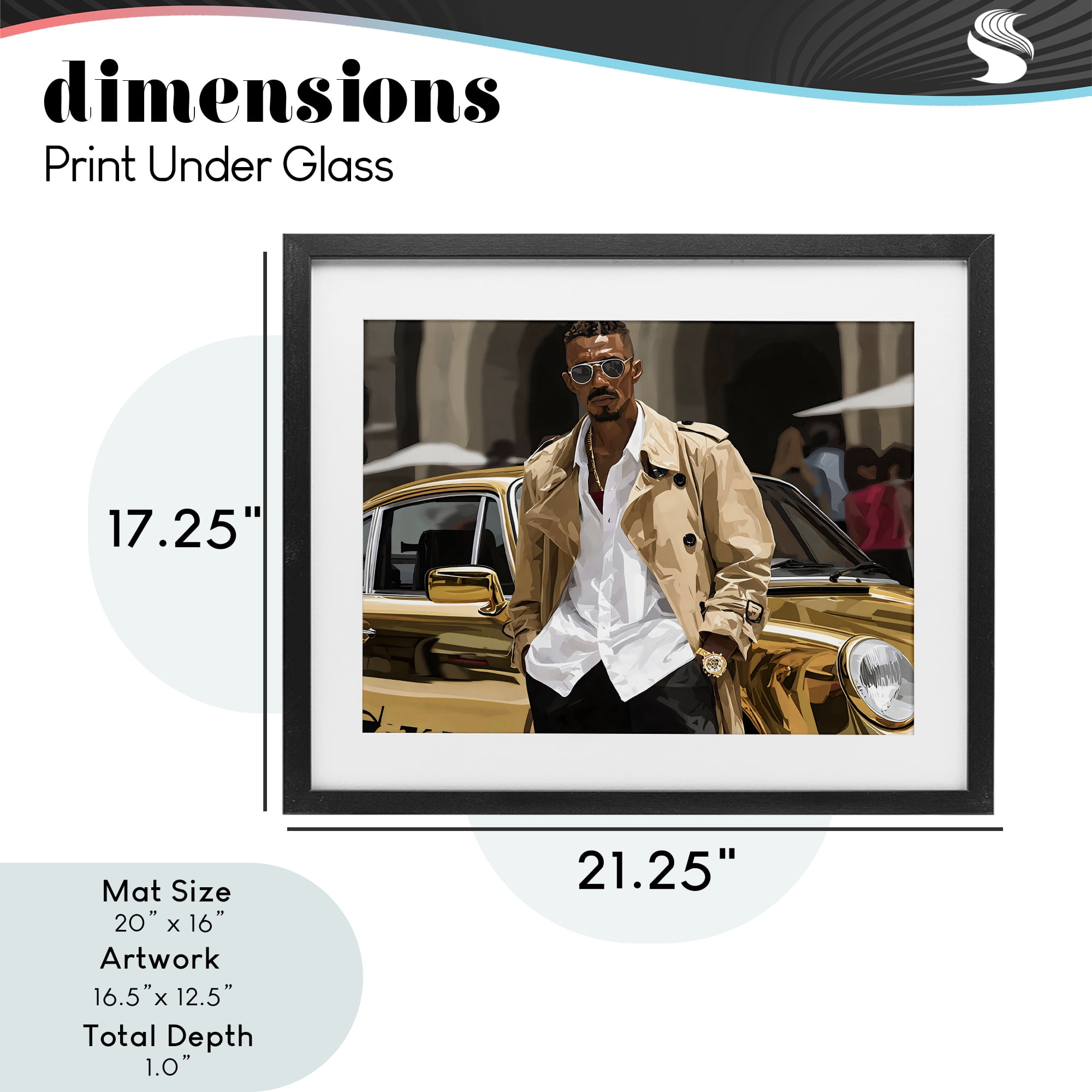 Stupell Industries Classy Gilded Sportscar & Driver Black Framed Print Under Glass, design by Franklyn Gregory