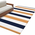 thumbnail image 2 of Burnt Orange Navy Blue Striped Runner Rug 2.7x5 FT, Non Slip Entryway Carpet, Farmhouse Stripe Art Washable Soft Floor Carpet Entrance Mat Non-Shedding Throw Rug for Hallway Laundry Room Bedside, 2 of 9