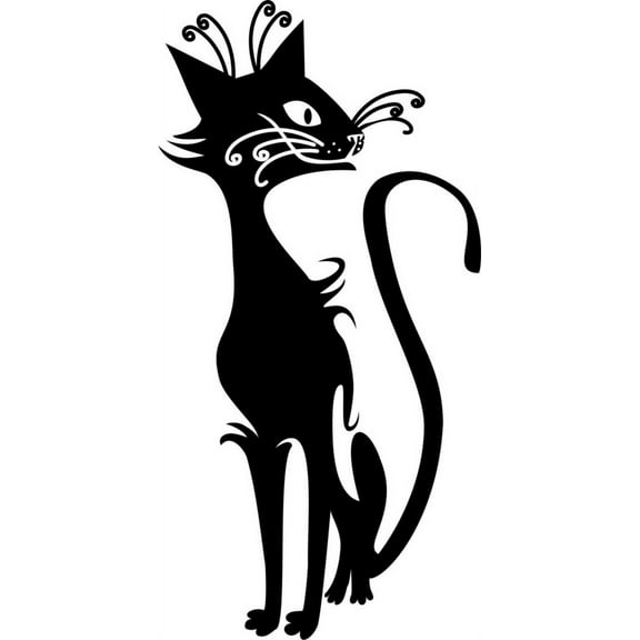 Cat Design 7 Animal Picture Art - Kids BedRoom Sticker Vinyl Wall Decal 12 X 30 Inches