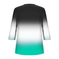 thumbnail image 4 of HOMBOM Crew Neck Women Blouses 3/4 Sleeve Green Blouse Trendy Front Pleated Gradient T Shirt, 4 of 5