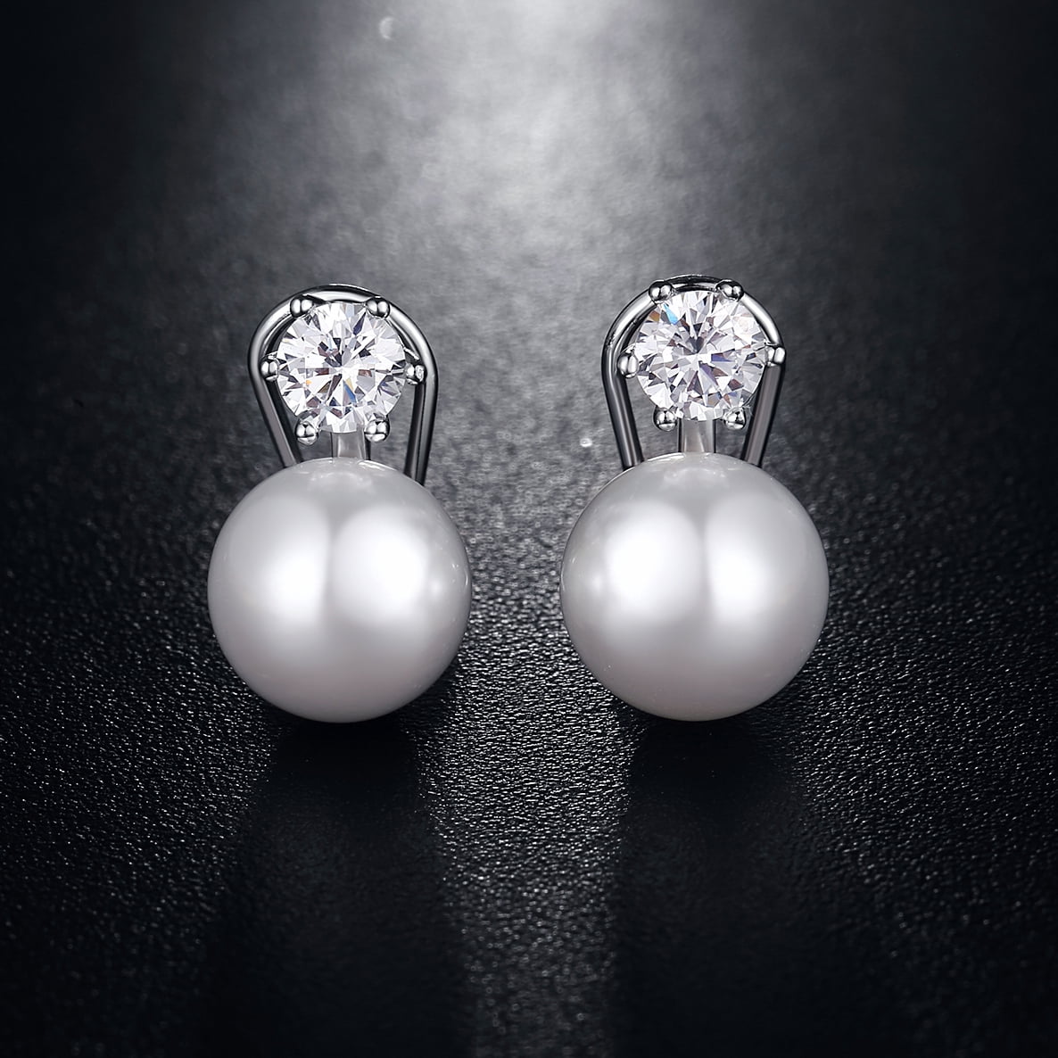 Pearl Earrings 10mm-13mm Culture Pearl Drop Earrings Pearl and Diamond Earrings Big Pearl Stud Earrings for Women Sterling Silver Pearl Earrings