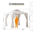 thumbnail image 3 of Sunjoy 8’ x 8’ Outdoor Patio Gazebo, Outdoor Backyard Modern 2-Tier Steel Frame Soft Top Gazebo with Mesh Netting - Beige & White, 3 of 11