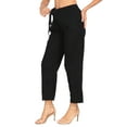 thumbnail image 7 of HDE Women's Linen Blend Pull On Drawstring Pants with Pockets Black S, 7 of 7