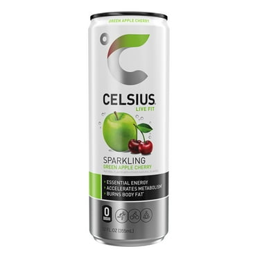 Celsius Zero Sugar Sparkling Energy Drink - Green Apple Cherry - 12 oz- Pack of 2