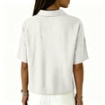 thumbnail image 6 of Women's Cotton Linen Polo Shirt, Casual Short Sleeve Summer Top, Button Down Blouse, 6 of 6