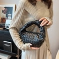 thumbnail image 2 of Bolso Mano Cuero PU para Mujer Bolso Hombro Tejido Anudado Bolso Compras (Negro), 2 of 9