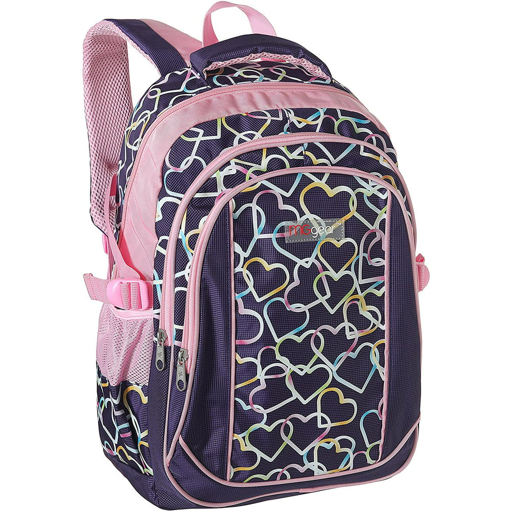 MyGift - MyGift Purple 18 inch School Backpack, Rainbow Hearts Design ...