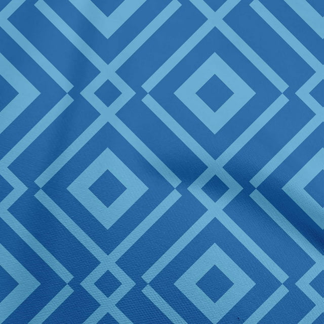oneOone Viscose Chiffon Medium Blue Fabric Geometric Craft Projects Decor Fabric Printed By The Yard 42 Inch Wide