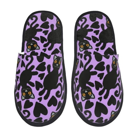 

Tideii Cartoon Black Cats for Home Indoor Cotton Slippers Autumn and Winter EVA Plush Slippers Household Supplies Unisex-Medium