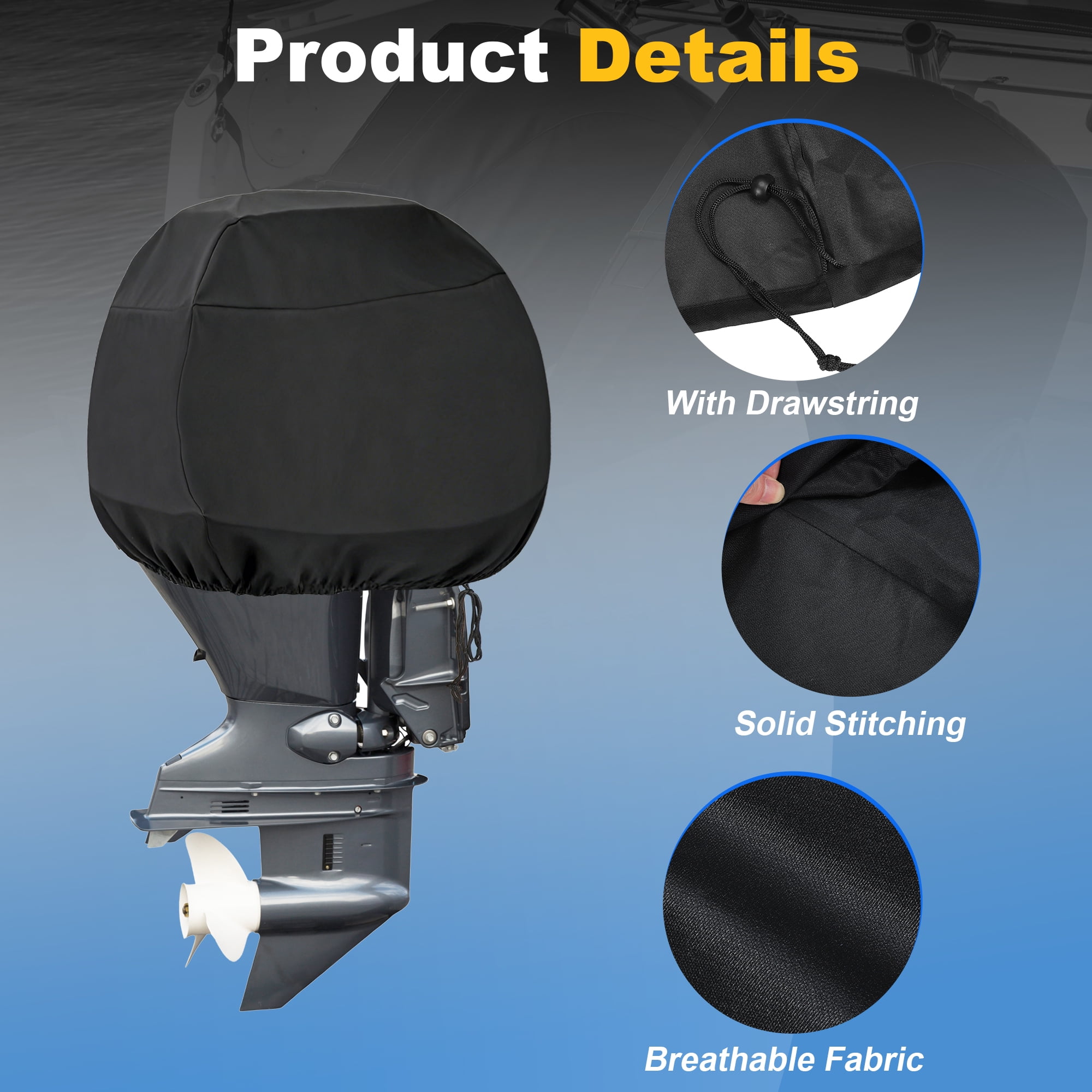 Unique Bargains 600D Oxford Heavy Duty Waterproof Boat Semi Cover 100-150 HP