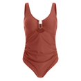 thumbnail image 4 of Huesdet Women's One Piece Swimsuits Tummy Control Ruched Bathing Suit 1 Piece Swimwear[Orange,S], 4 of 9