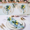 thumbnail image 3 of Summer Lemon Cloth Napkins, Yellow Green Botanical Blue and White Porcelain Washable and Reusable Dinner Napkins Set of 6, Table Napkin for Kitchen Party Birthday Wedding Hotel Housewarming 20"x20", 3 of 9