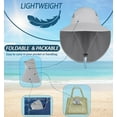 thumbnail image 4 of UPF 50+ Sun Protection Hat for Unisex Adult UV Solar Protection Wide Brim Outdoor Beach Fishing Bucket Bonnie Cap Visor with Neck Flap Breathable Mesh Lightweight Foldable Windproof C Light Grey, 4 of 5