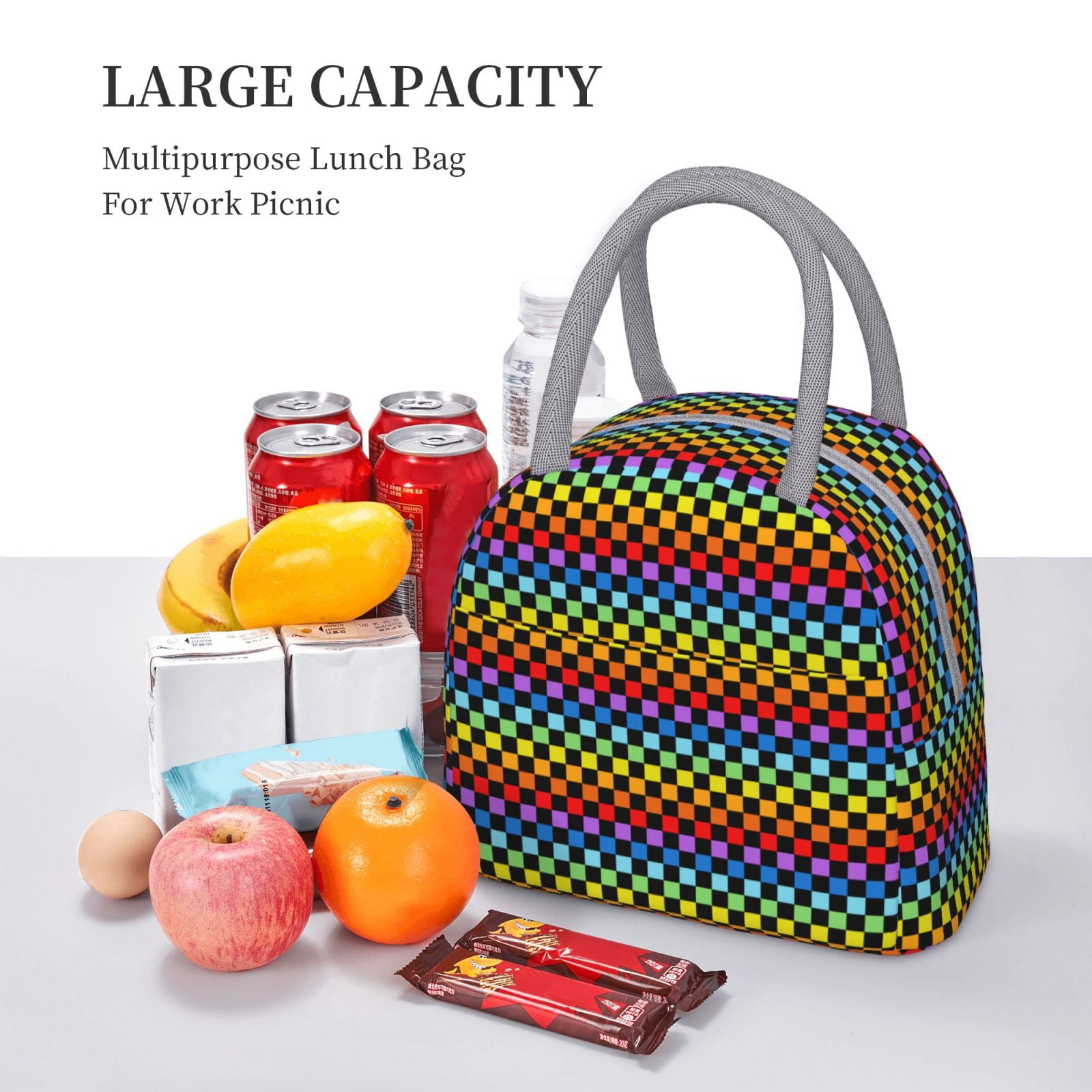 Hirioo Rainbow Chequerboard for Eco-friendly Lunch Box,Leakproof Lunch Box for School, Work, Travel, and Picnics,Perfect for Meal Prep