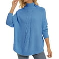 thumbnail image 2 of Baqcunre Plus Size Tops Fall Fashion Oversized Casual Pullover Knitting High Collar Casual Plus Size 3Xl Women Sweater Top Womens Jacket Womens Fall Tops Blue XXL, 2 of 3