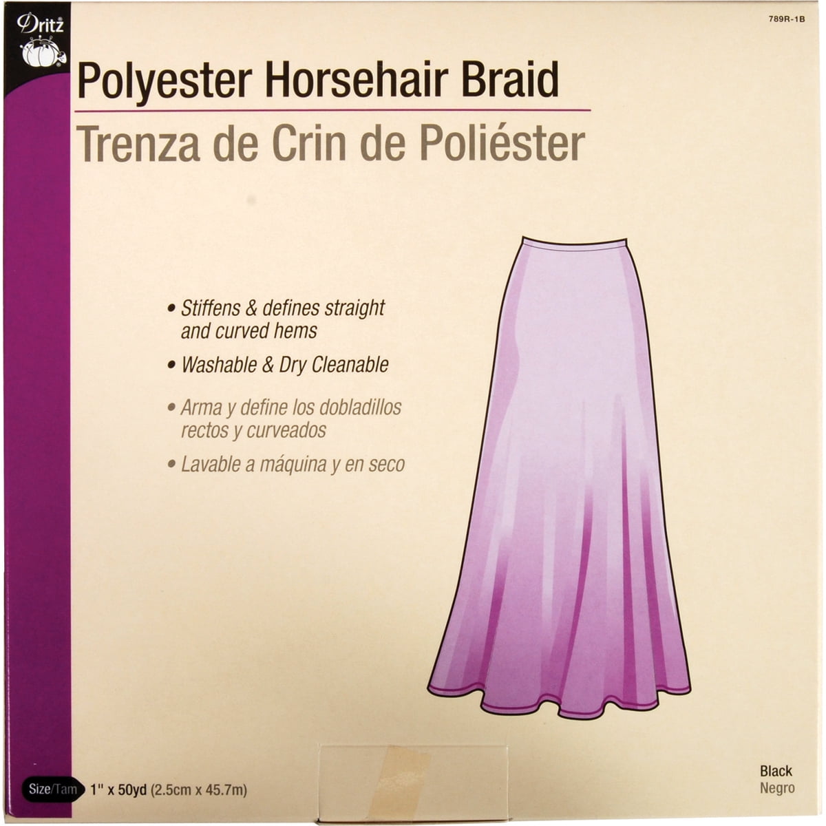 Dritz 1" Polyester Horsehair Braid, 50 yd, Black
