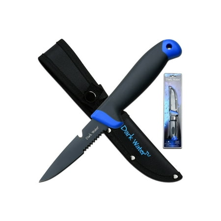 Dark Water - 10 inch Bait Serrated Fixed Blade Knife For Fishing DW-FIX001CS