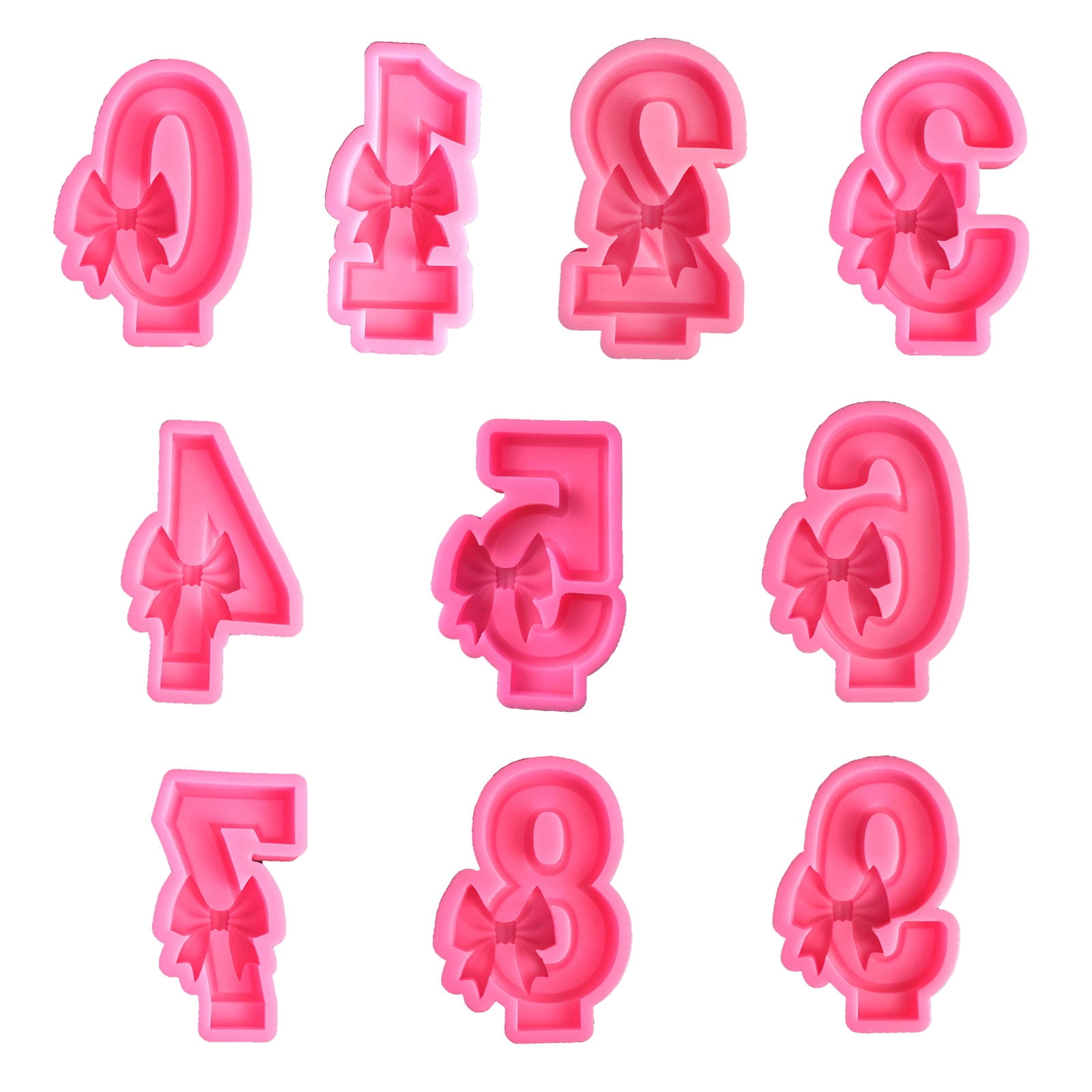 Bow Number Mold Bowknot Baking Silicone Mould Resin Molds Handmade Soap Mold for Cake Chocolate Decoration