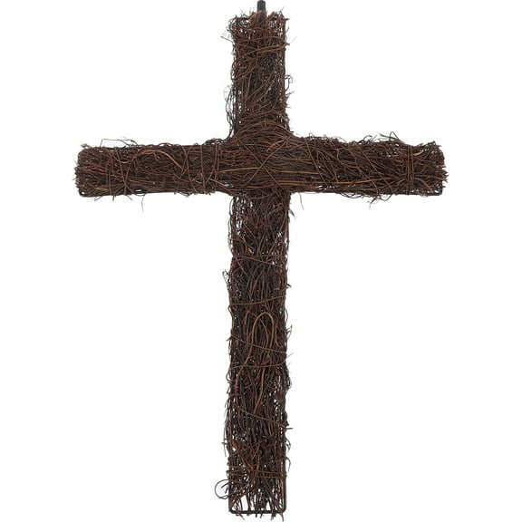 WHAMVOX 1Set Rattan Cross Stake for Garden Decoration Religious Style Easter