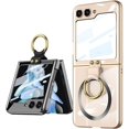 thumbnail image 2 of Magnetic Built-in Screen Protector Case for Samsung Galaxy Z Flip 5 5G Compatible with Magsafe,Ring Kickstand,Plating Transparent Shockproof Cover (Gold,for Galaxy Z Flip5), 2 of 16