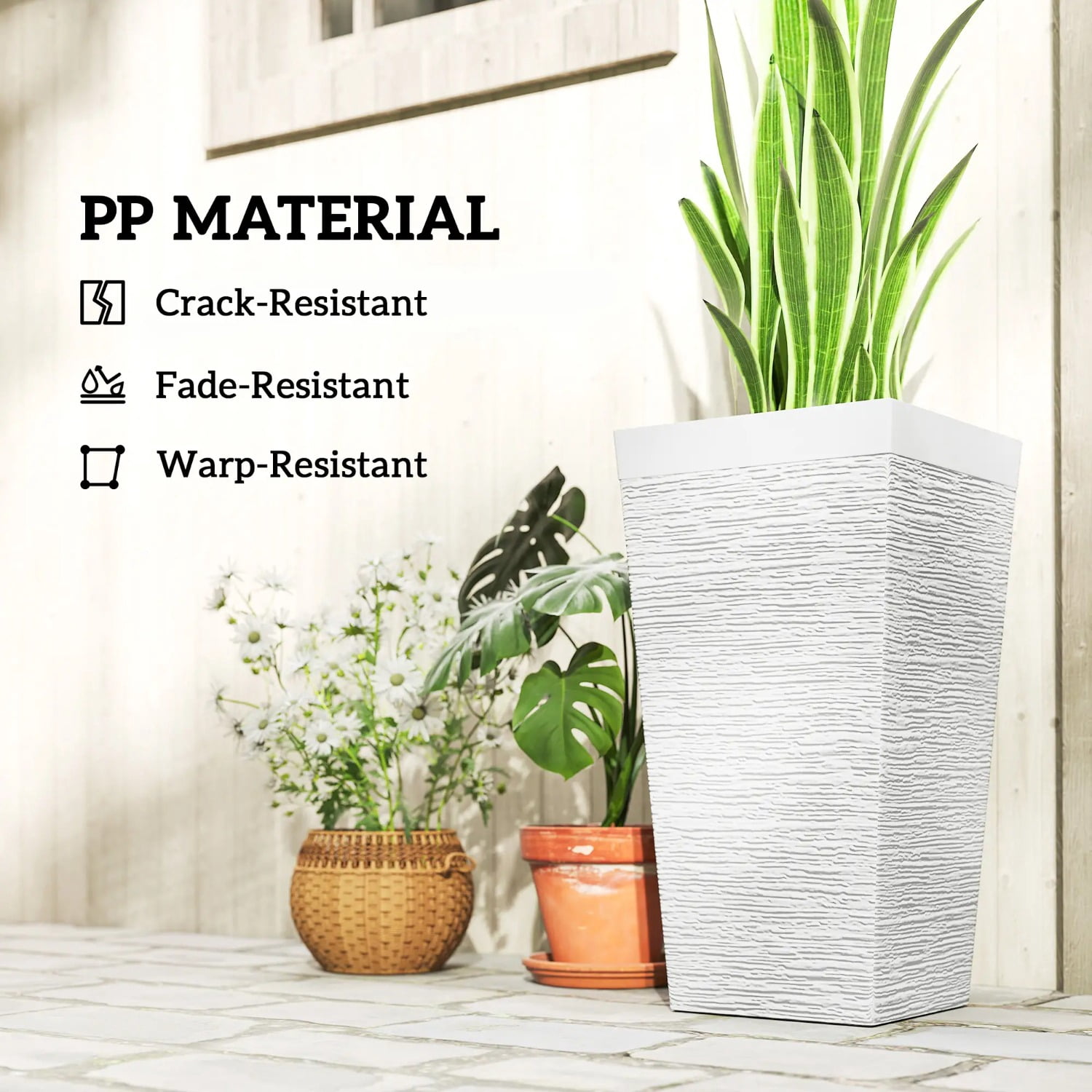 Set of 3 Plastic Flower Pots