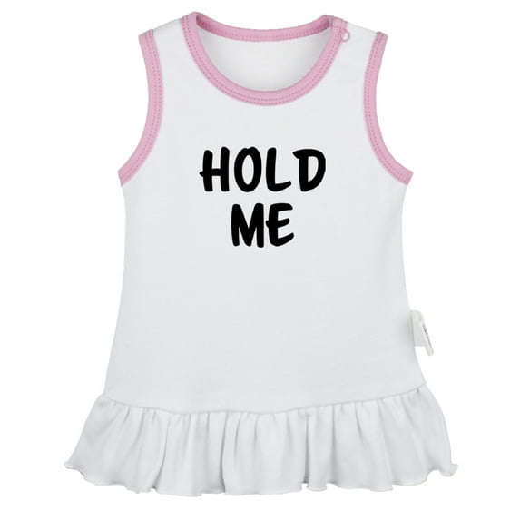 Hold Me Funny Dresses For Baby, Newborn Babies Skirts, Infant Princess Dress, 0-24M Kids Graphic Clothes (White Sleeveless Dresses, 12-18 Months)