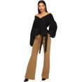 thumbnail image 4 of Blusa cruzada con cuello en V, manga larga y volantes para mujer, 4 of 4