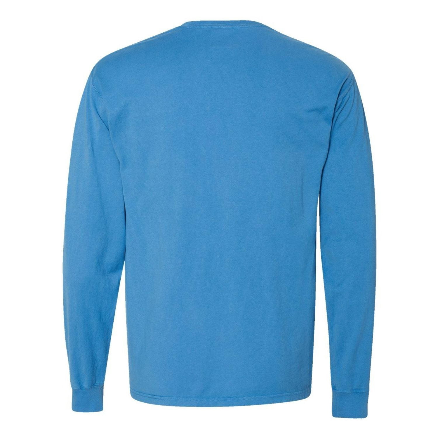 Hanes Unisex Garment Dyed Long Sleeve Pocket T-Shirt Summer Sky Blue 3XL