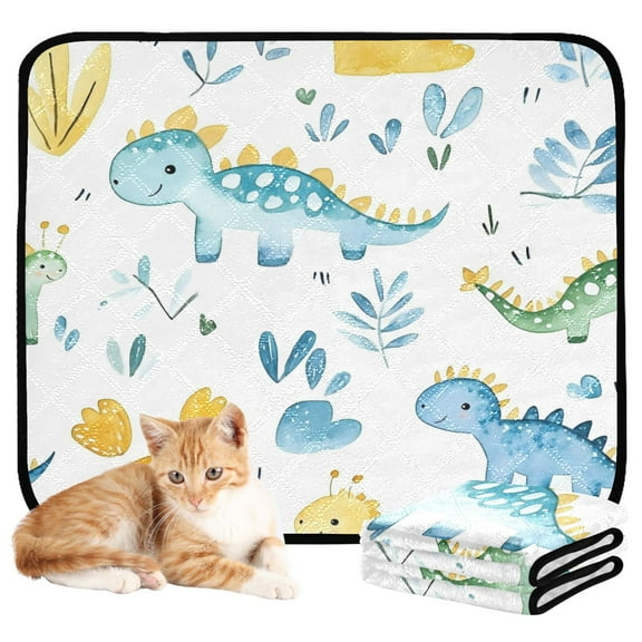 Washable Pet Pee Pads with Super Absorbent Reusable Training Pads for Dogs & Cats Cute Baby Dinosaur Pattern