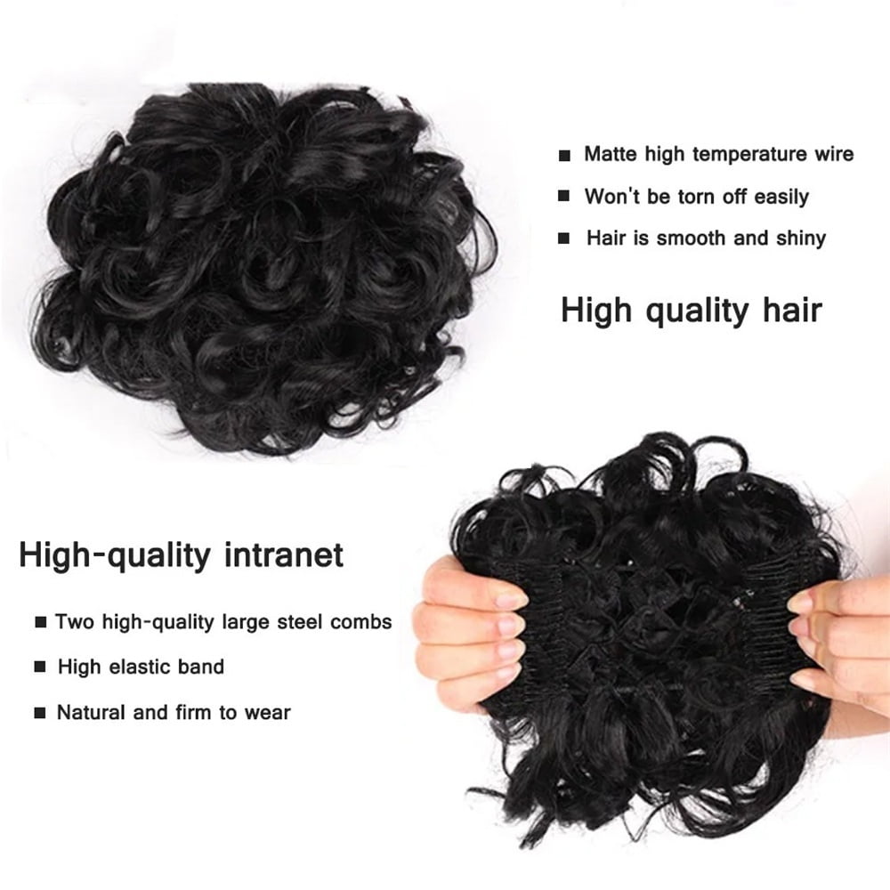 Messy Dish Hair Bun Extension Short Wave Curly Easy Stretch Hair Combs Clip in Ponytail Extension