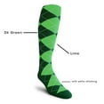 thumbnail image 2 of Golf Knickers Colorful Knee High Argyle Cotton Socks For Men Women and Youth - 5Y: Dark Green/Lime - Ladies, 2 of 2