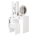 thumbnail image 3 of SYTHERS Makeup Vanity Desk Set, Complete Vanity Table Set with Side Cabinet, LED Mirror, Power Outlets, and Dressing Table Stool, White, 3 of 6