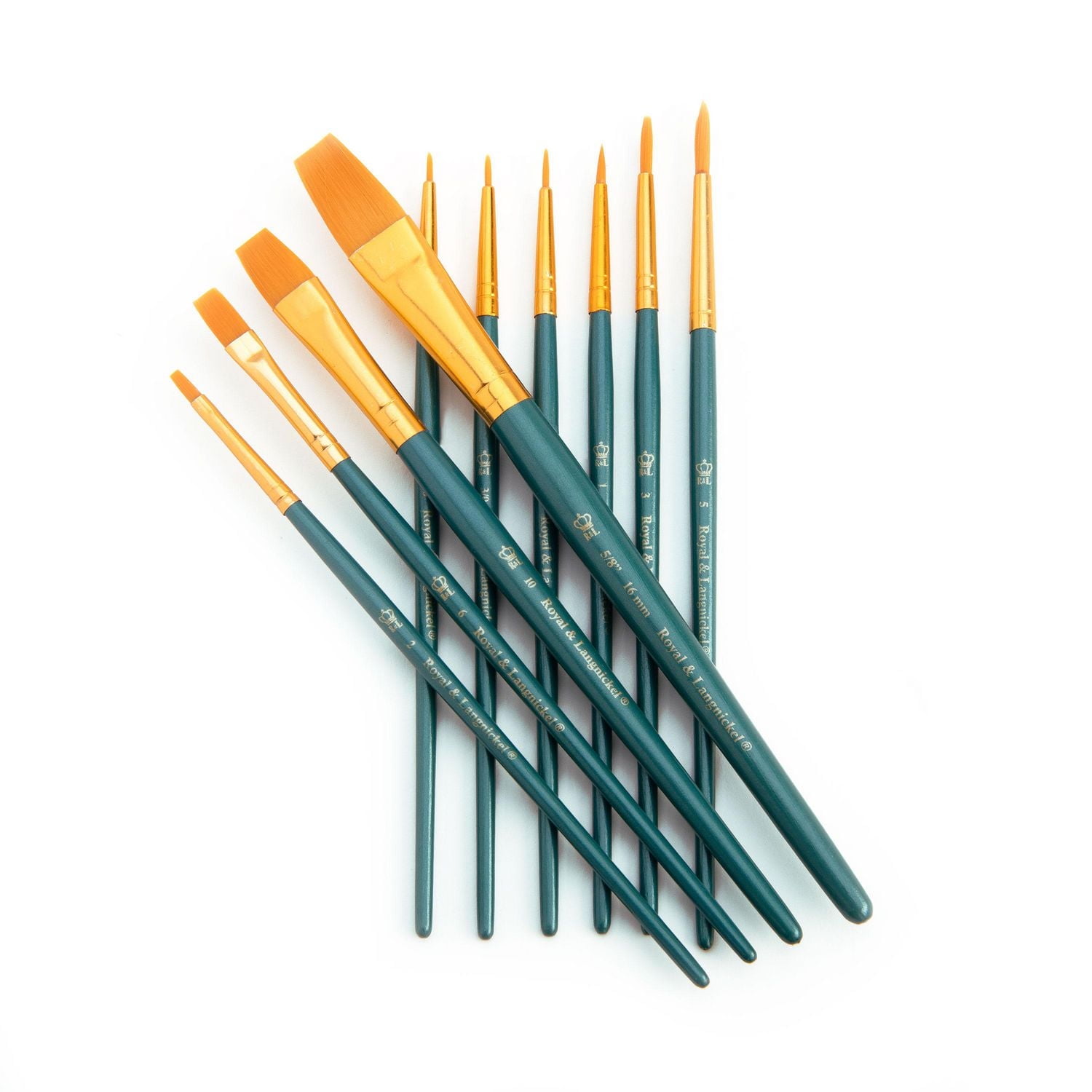 Royal & Langnickel - 10pc Gold Taklon Detail Variety Paint Brushes, 10pc Gld Tak Variety Brush Set