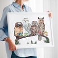 thumbnail image 2 of Tea Owls - Painting Bird Humor Nature Forest White Framed Wall Art Print 12 x 18 inches, 2 of 4