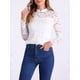 thumbnail image 4 of Blusa de encaje semitransparente Inspire Chic para mujer, de manga larga, cuello redondo, estilo casual vintage, talla XS, color blanco, 4 of 6