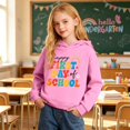 thumbnail image 2 of XAOFW Girls Back To School Hoodies Long Sleeve Letter Print Hooded Sweatshirt Loose Fit Pullover Hoodies For First Day Of School Breathable Top 13-14 Years, 2 of 7