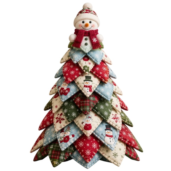 Christmas Tree Decoration Patchwork Diy Quilted Fabric Snowman Top Indoor Holiday Craft Set for Home Wall and Table Display