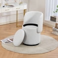 thumbnail image 4 of S-HOME Modern Upholstered Barrel Chair, Versatile Swivel Accent Seat with Free Cat Bed Stool Included for Daily Use and Storage, Beige-Fabric,Teddy, 4 of 19