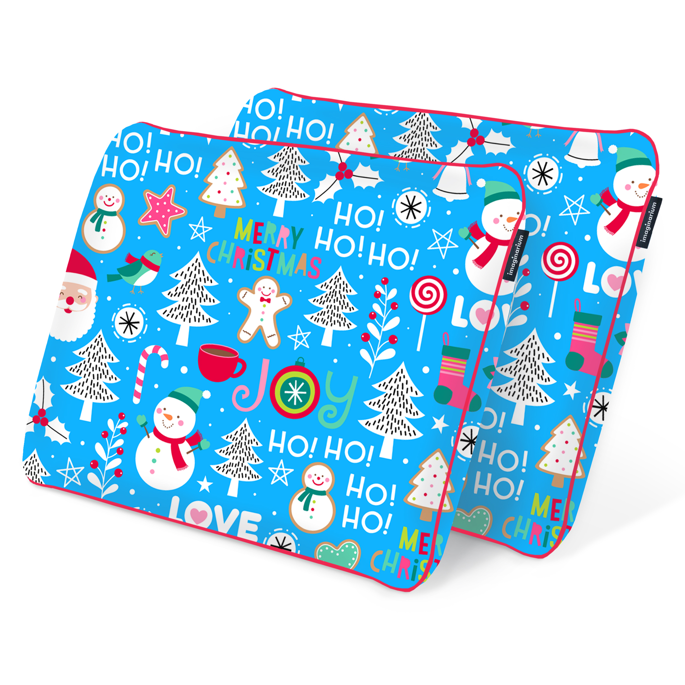 Imaginarium Memory Foam Fun Pillow with Cool-to-the-Touch Cover, Standard/Queen, 2-Pack, Holly Jolly Blue