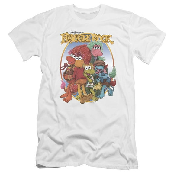 Fraggle Rock Group Hug Premium Canvas Adult Slim Fit 30/1 T-Shirt White