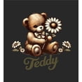 thumbnail image 6 of Teddy Bear With Daisy Women's Black Crew Neck Short Sleeve Crop Tee-Medium, 6 of 7