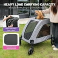 thumbnail image 4 of ZephyPaws Extra-Large Dog Stroller for Large Dogs Up to 160lbs for for 2 Medium Dogs,Foldable Dog Wagon with Adjustable Handle & Breathable Mesh,4 Wheels Pet Stroller,Gray, 4 of 7