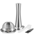 thumbnail image 1 of Stainless Steel Coffee Capsule Reusable Coffee Pods Practical Coffee Pod Refill Kit with Filling Spoon Brush Coffee Tamper Complete Coffee Capsule Refill Kit for Making Coffee-sliver-, 1 of 8