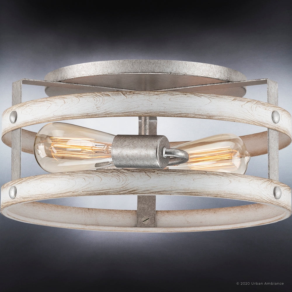 Luxury Farmhouse Ceiling Light, 6.5H x 14.375W, with Modern Farmhouse Style, Galvanized Steel, UHP4040 by Urban Ambiance