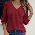thumbnail image 5 of Womens Ribbed Knit V Neck Shirt Long Sleeve Fall Fashion Tops Lightweight Dressy Casual Tunic Sweater Cute Trendy Work Outfits, 5 of 5
