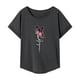 thumbnail image 2 of Camiseta para mujer Verano Tops Ropa deportiva Camisa de cuello redondo para caminar uso diario XL, 2 of 7
