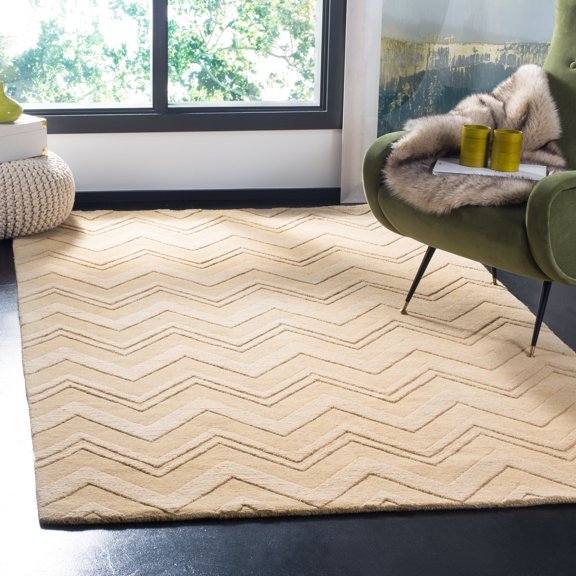 Safavieh Impressions Matthew Chevron Wool Area Rug, Dark Gold, 6' x 6' Square