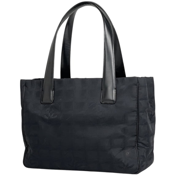 Pre-Owned Chanel New Travel Line Tote PM Coco Mark Handbag Nylon Jacquard Black A20457 Women's