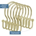 thumbnail image 3 of Shower Curtain Hooks Rings, Rust-Resistant Metal Balanced Glide Shower Hook, 12pk Double Hook for Bathroom Shower Rods Curtains, Plated Gold Finish, 3 of 6