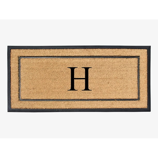 A1HC Natural Coir Monogrammed Door Mat for Front Door, 24x48, Heavy